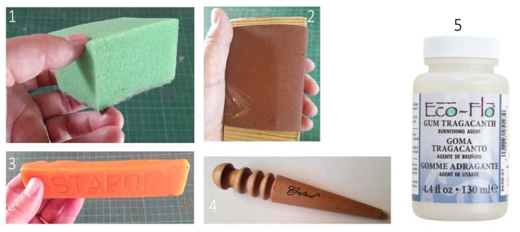 items required for edge burnishing leather
